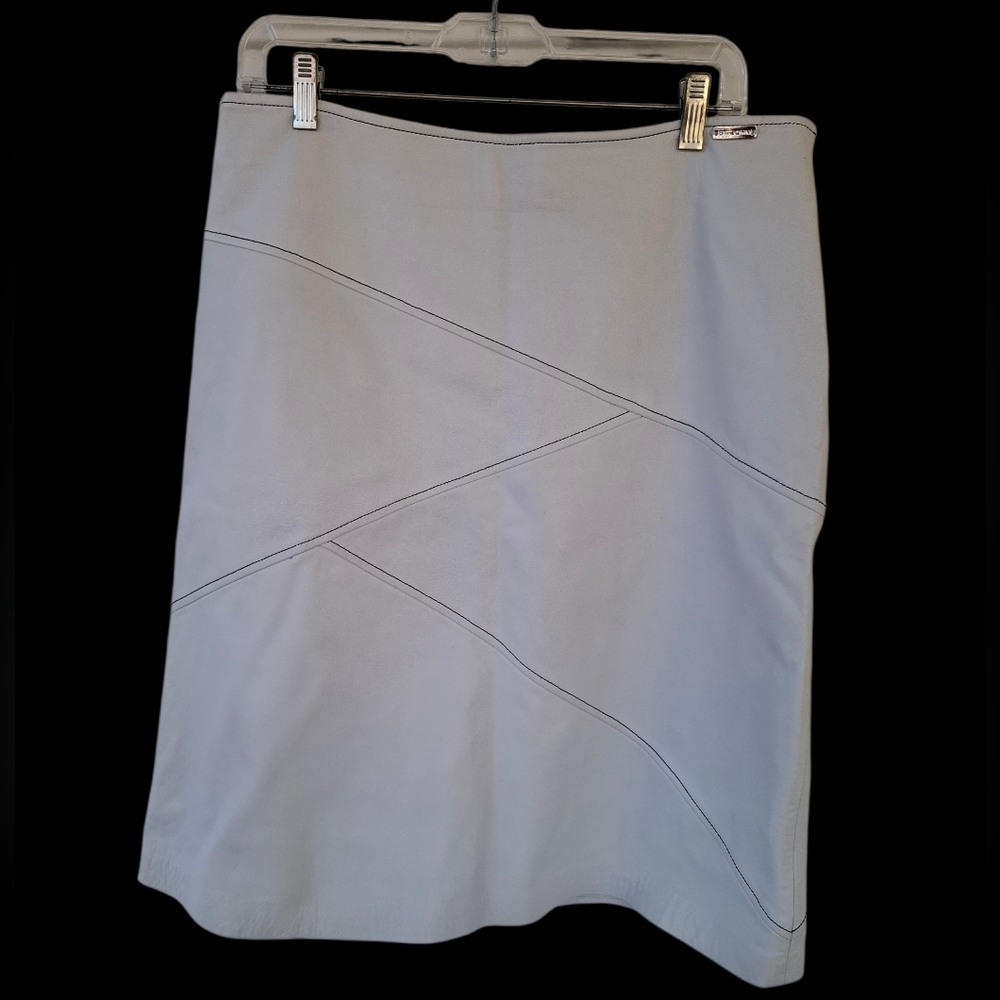 St. John by Marie Gray White Leather Skirt Sz 12